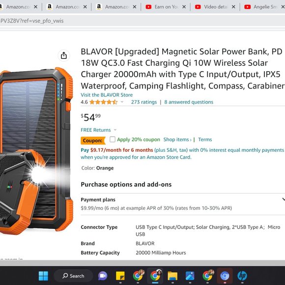 Magnetic Solar Power Bank, PD 18W Fast Charging - Picture 2 of 8